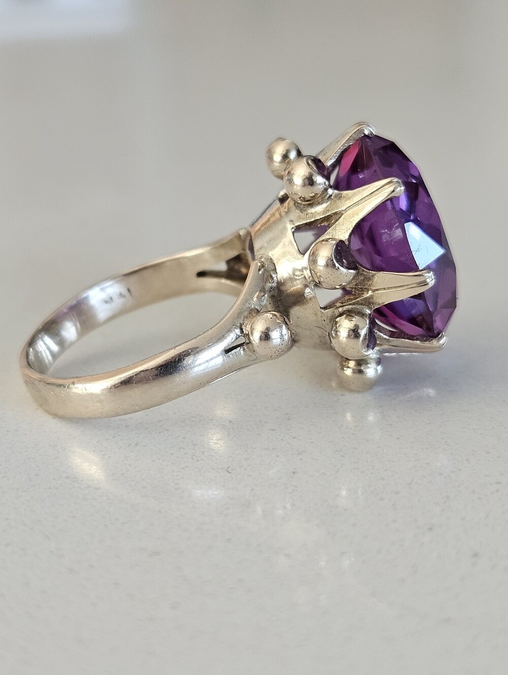 Massive Art Deco 14k 25ct+ Color Change Sapphire Cocktail Ring 9.68g